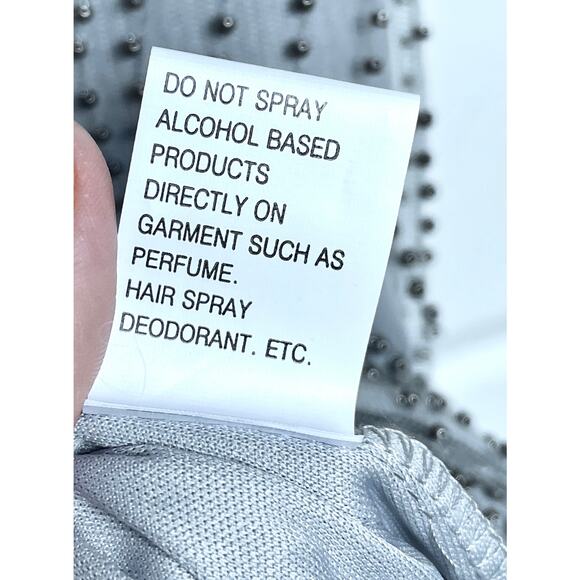 NWT KLEINFELD Storm Gray Beaded Evening Gown with Halter Dress Size 8 - Picture 10 of 12